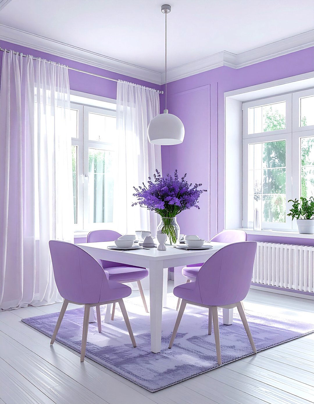Lavender and Crisp White - 30 lavender dining room color schemes