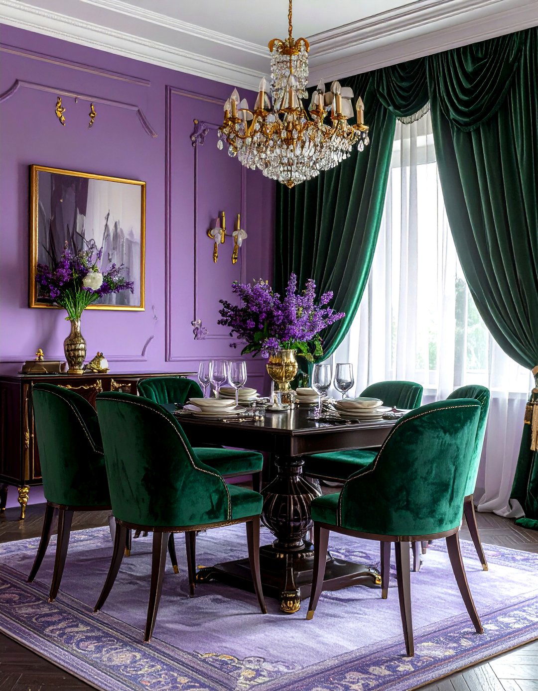 Lavender and Emerald Green - 30 lavender dining room color schemes