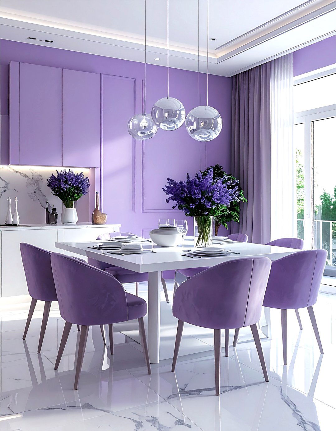 Lavender and Marble - 30 lavender dining room color schemes