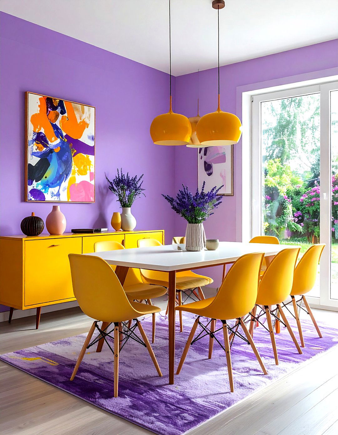 Lavender and Mustard Yellow - 30 lavender dining room color schemes