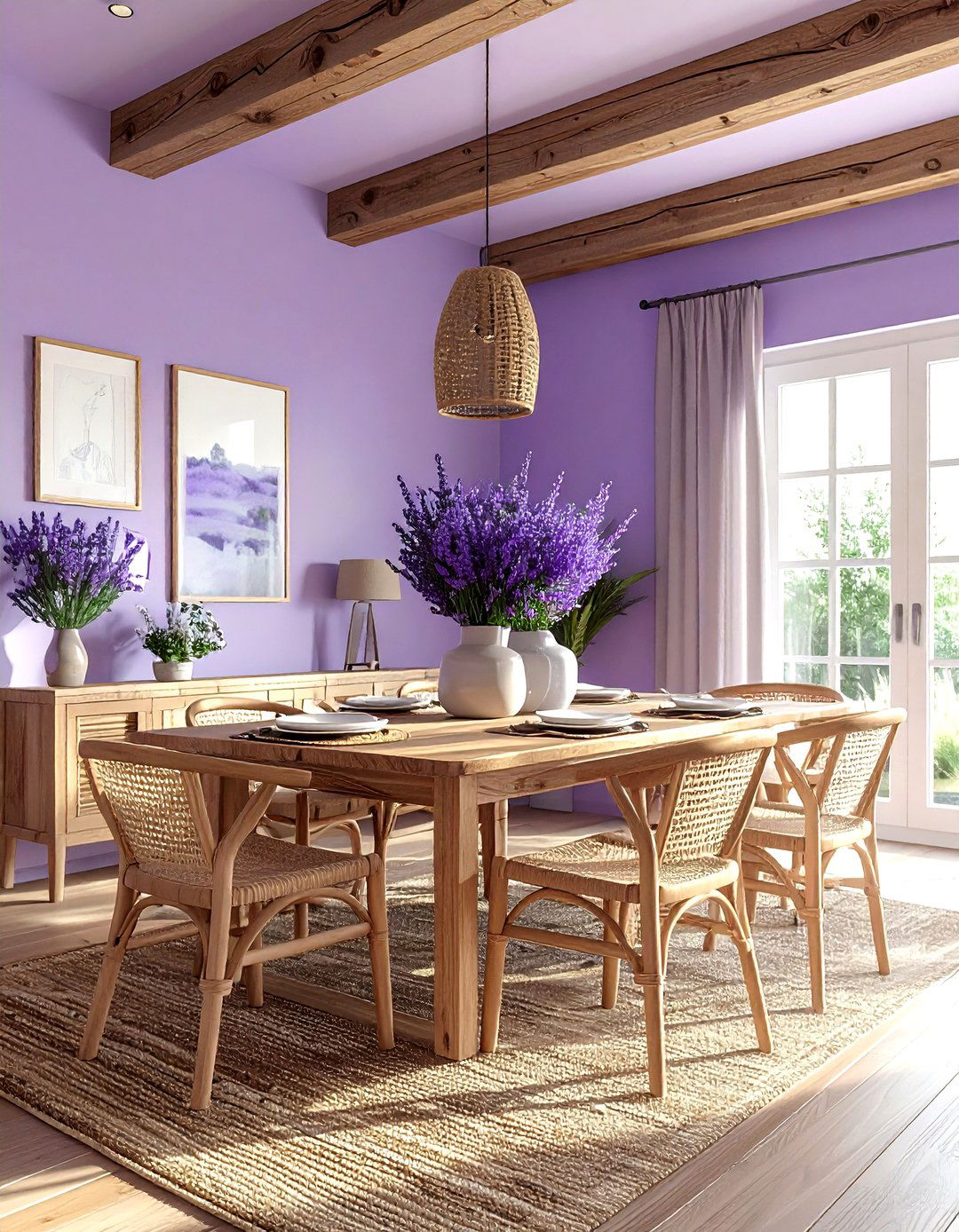 Lavender and Natural Wood - 30 lavender dining room color schemes