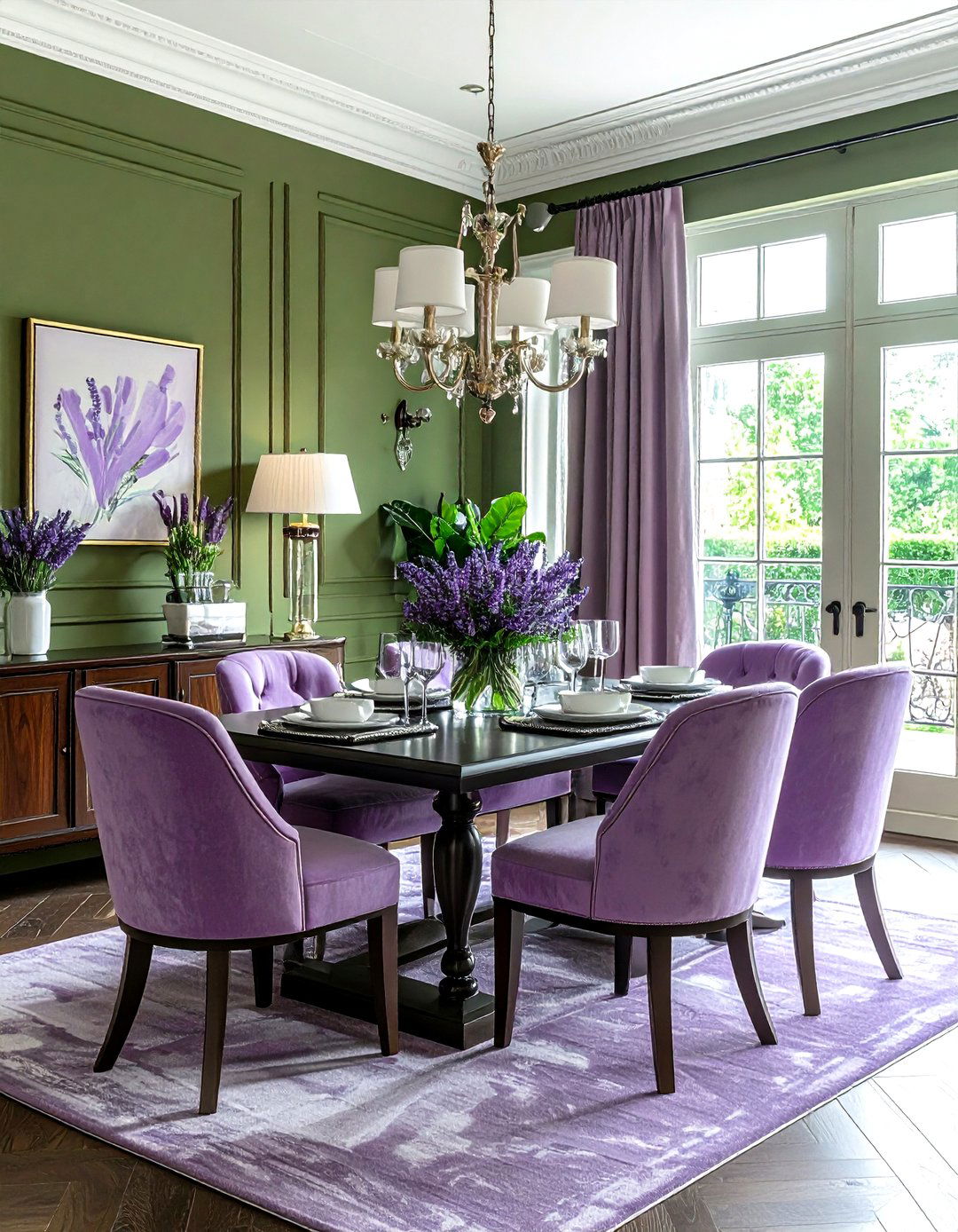 Lavender and Olive Green - 30 lavender dining room color schemes
