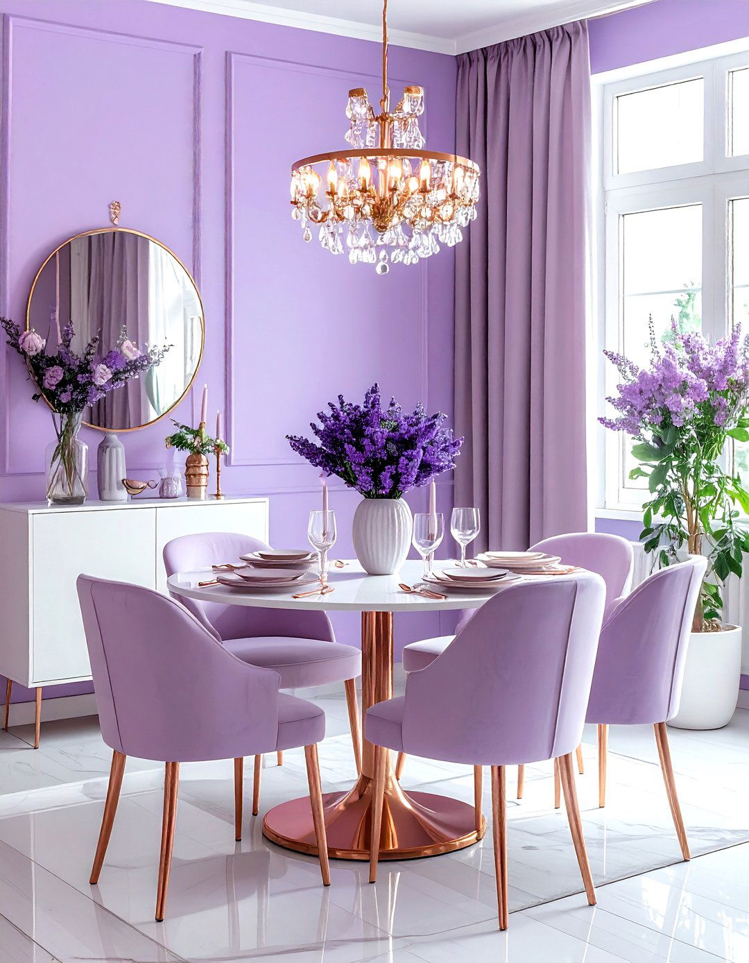 Lavender and Rose Gold - 30 lavender dining room color schemes