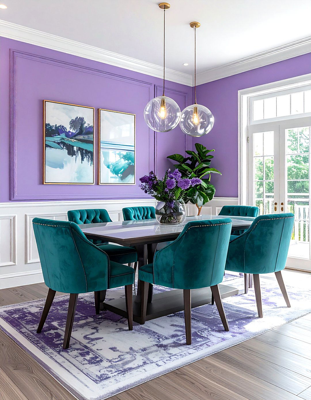 Lavender and Teal - 30 lavender dining room color schemes