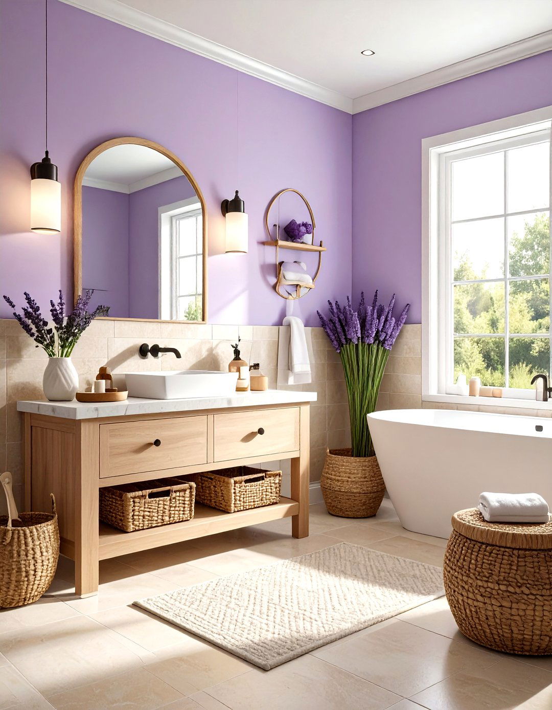 30 Calming Lavender Bathroom Color Schemes for Relaxation