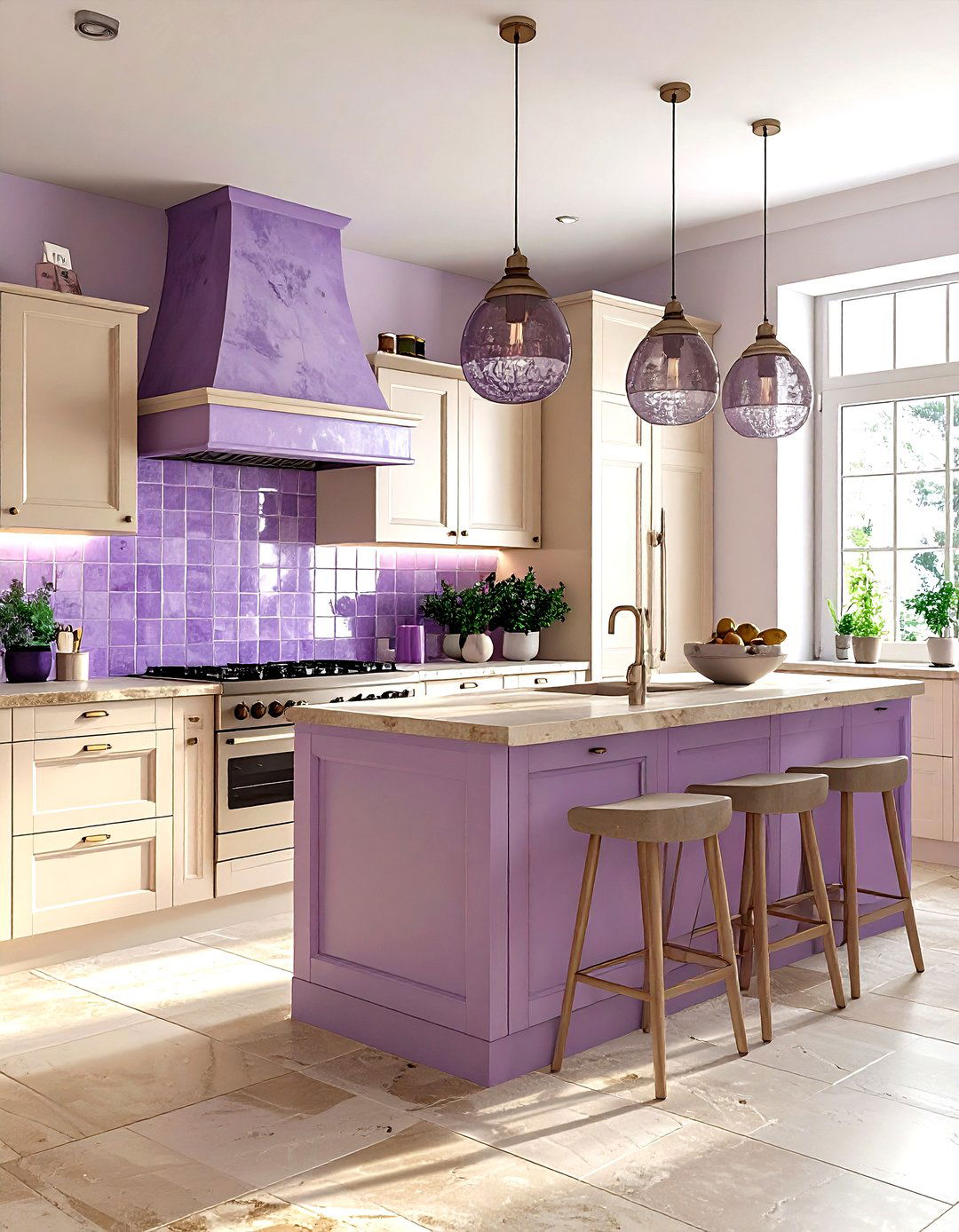 Lavender and beige kitchen tile - 30 lavender kitchen color schemes