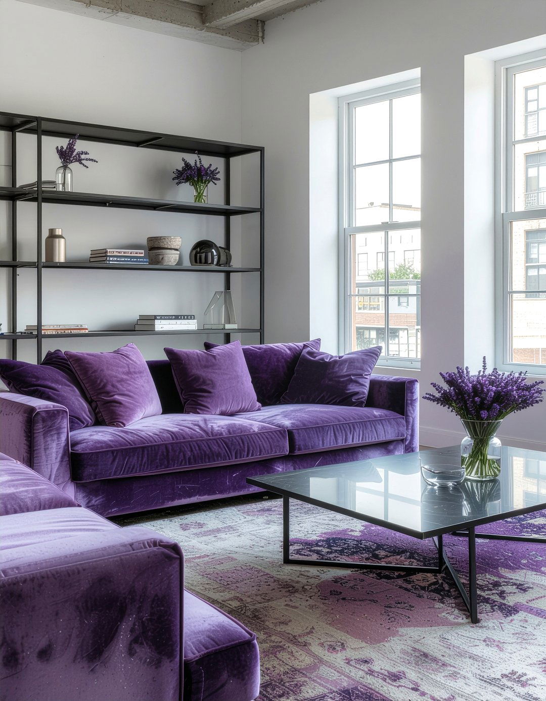 Lavender and black decor - 30 lavender living room ideas