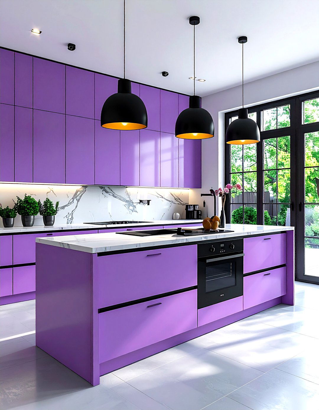 Lavender and black kitchen accents - 30 lavender kitchen color schemes