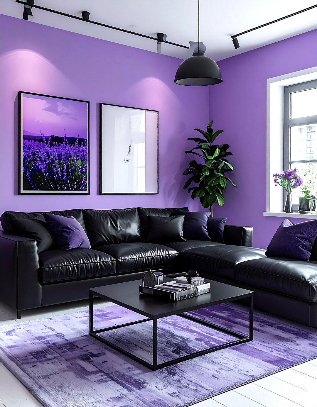 Lavender and black living room - 30 lavender living room color schemes