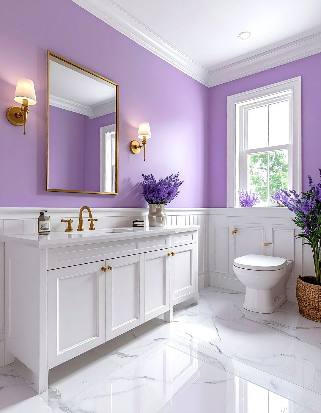 Lavender and brass bathroom - 30 lavender bathroom color schemes