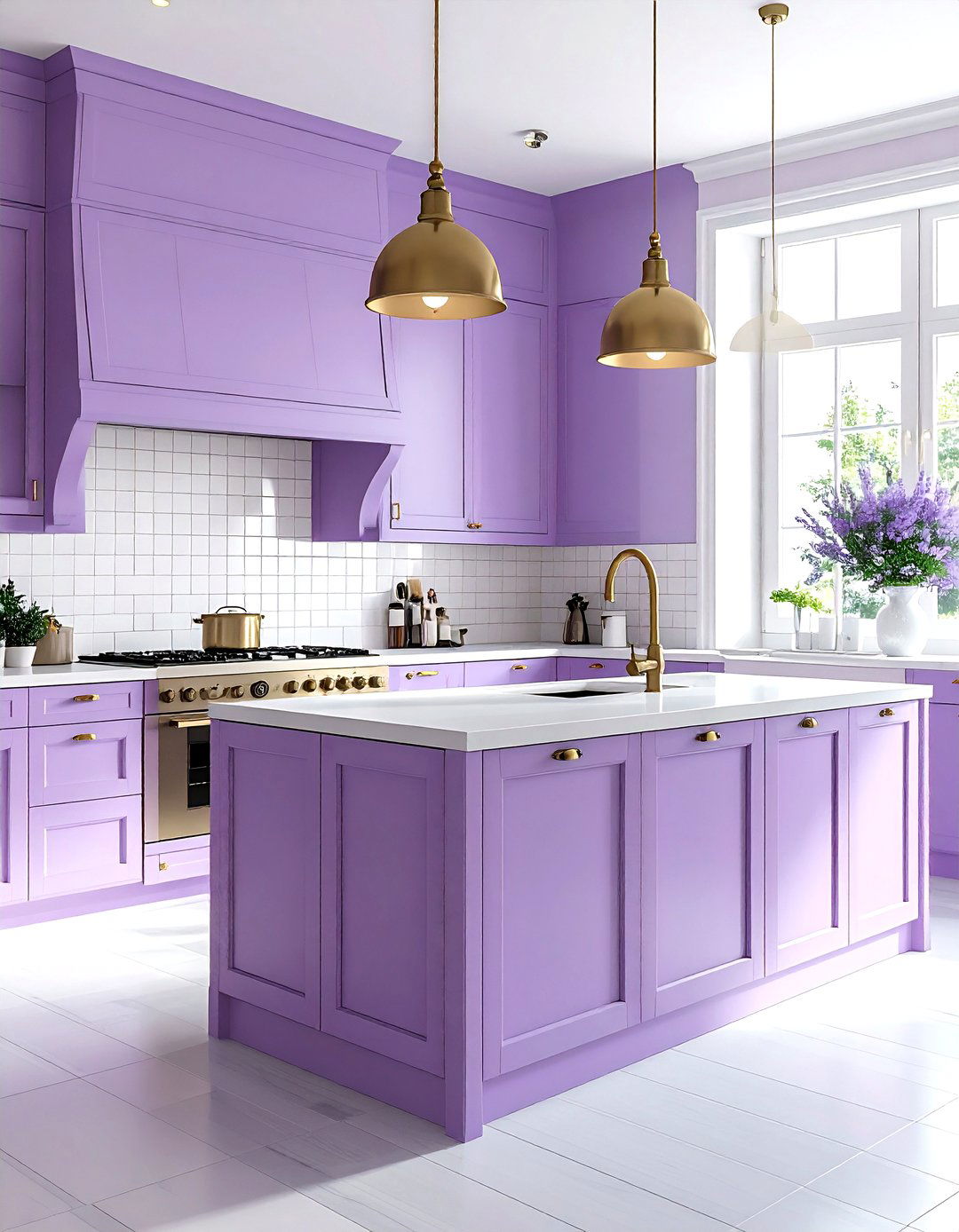 Lavender and brass kitchen fixtures - 30 lavender kitchen color schemes