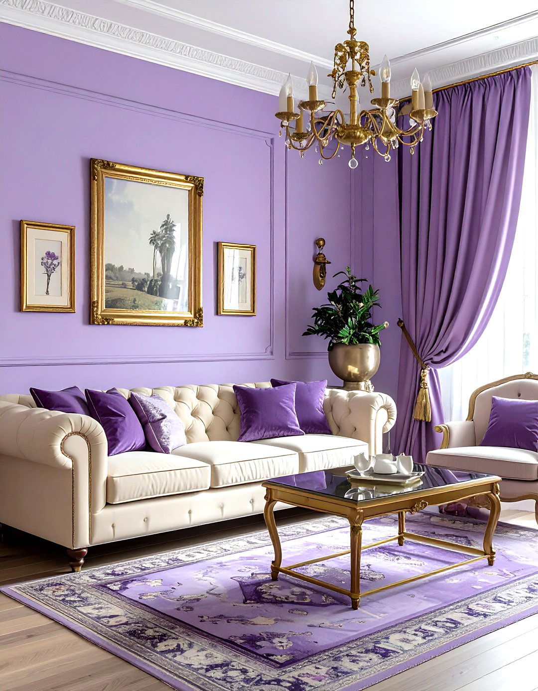 Lavender and brass living room - 30 lavender living room color schemes