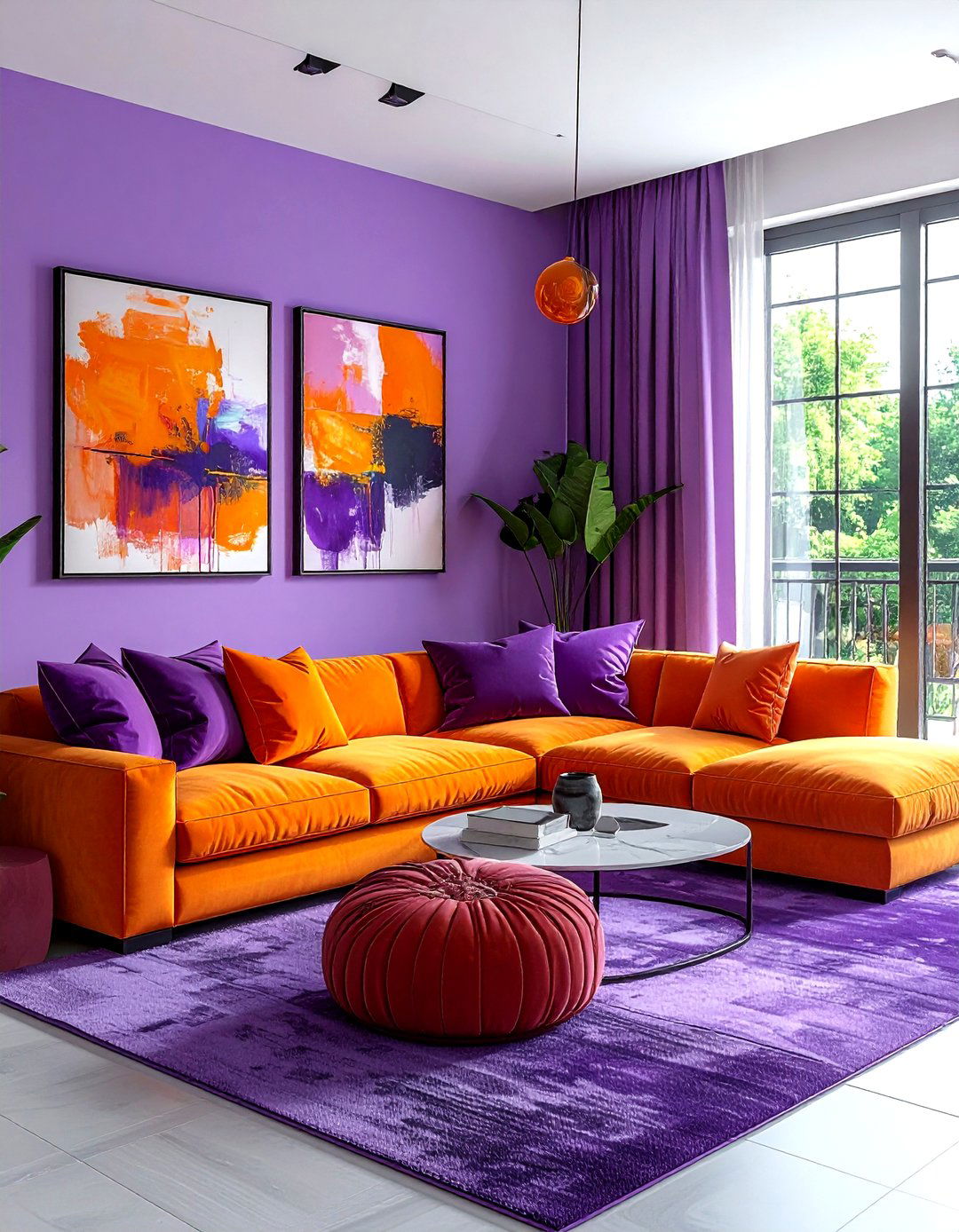 Lavender and burnt orange living room - 30 lavender living room color schemes