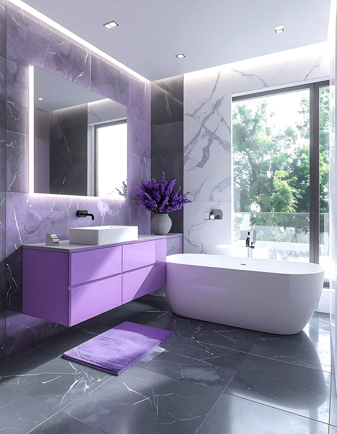 Lavender and charcoal bathroom - 30 lavender bathroom color schemes