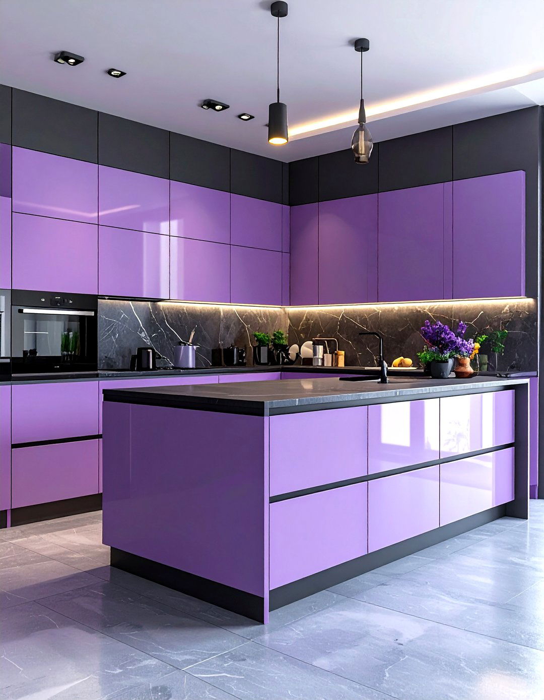 Lavender and charcoal gray kitchen - 30 lavender kitchen color schemes