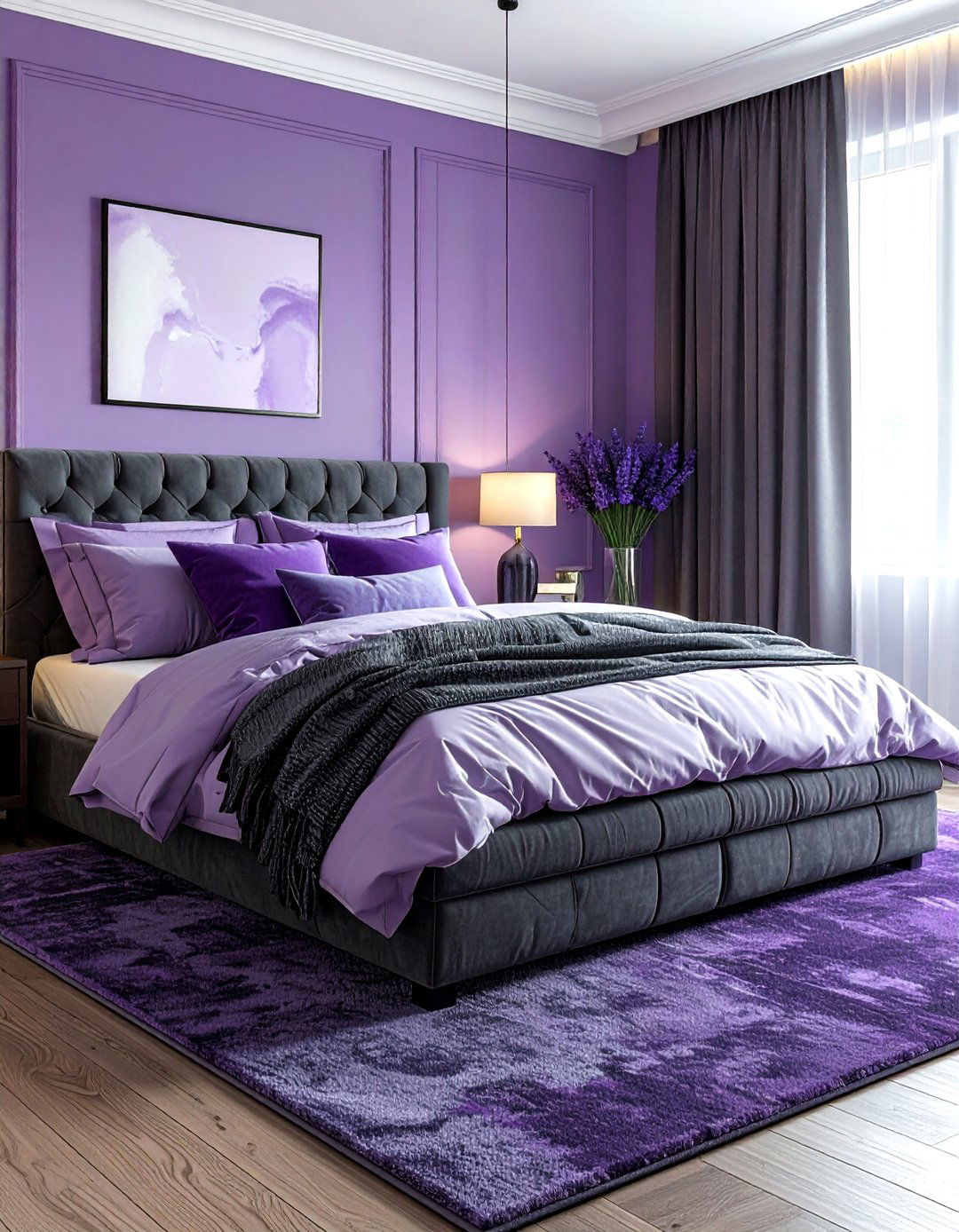 Lavender and charcoal grey bedroom - 30 lavender bedroom color schemes