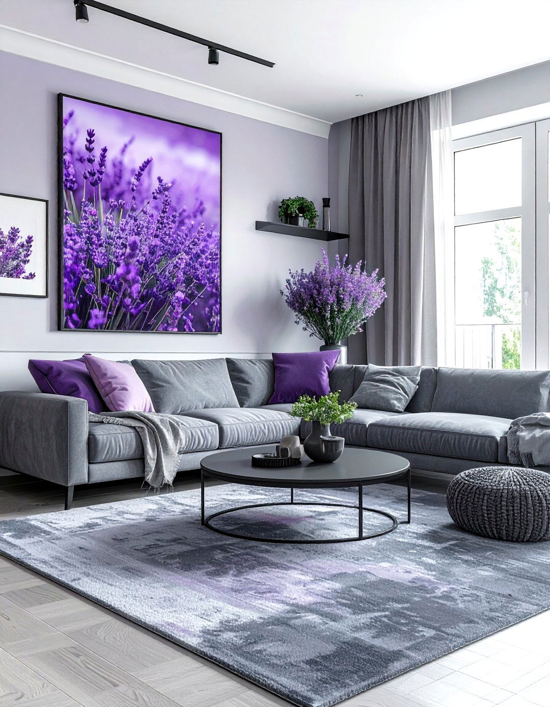 Lavender and charcoal grey living room - 30 lavender living room color schemes