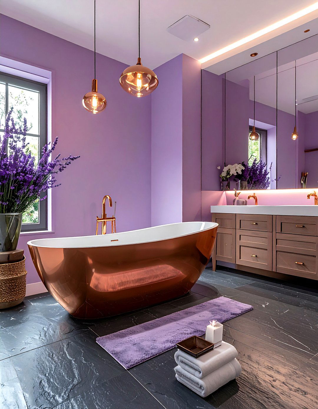 Lavender and copper bathroom - 30 lavender bathroom color schemes