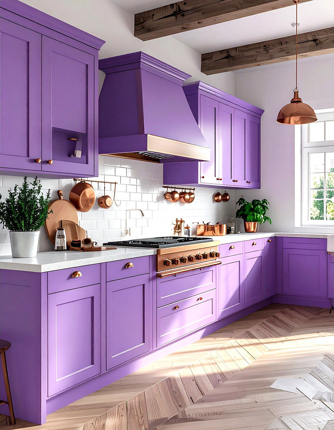 Lavender and copper kitchen accessories - 30 lavender kitchen color schemes