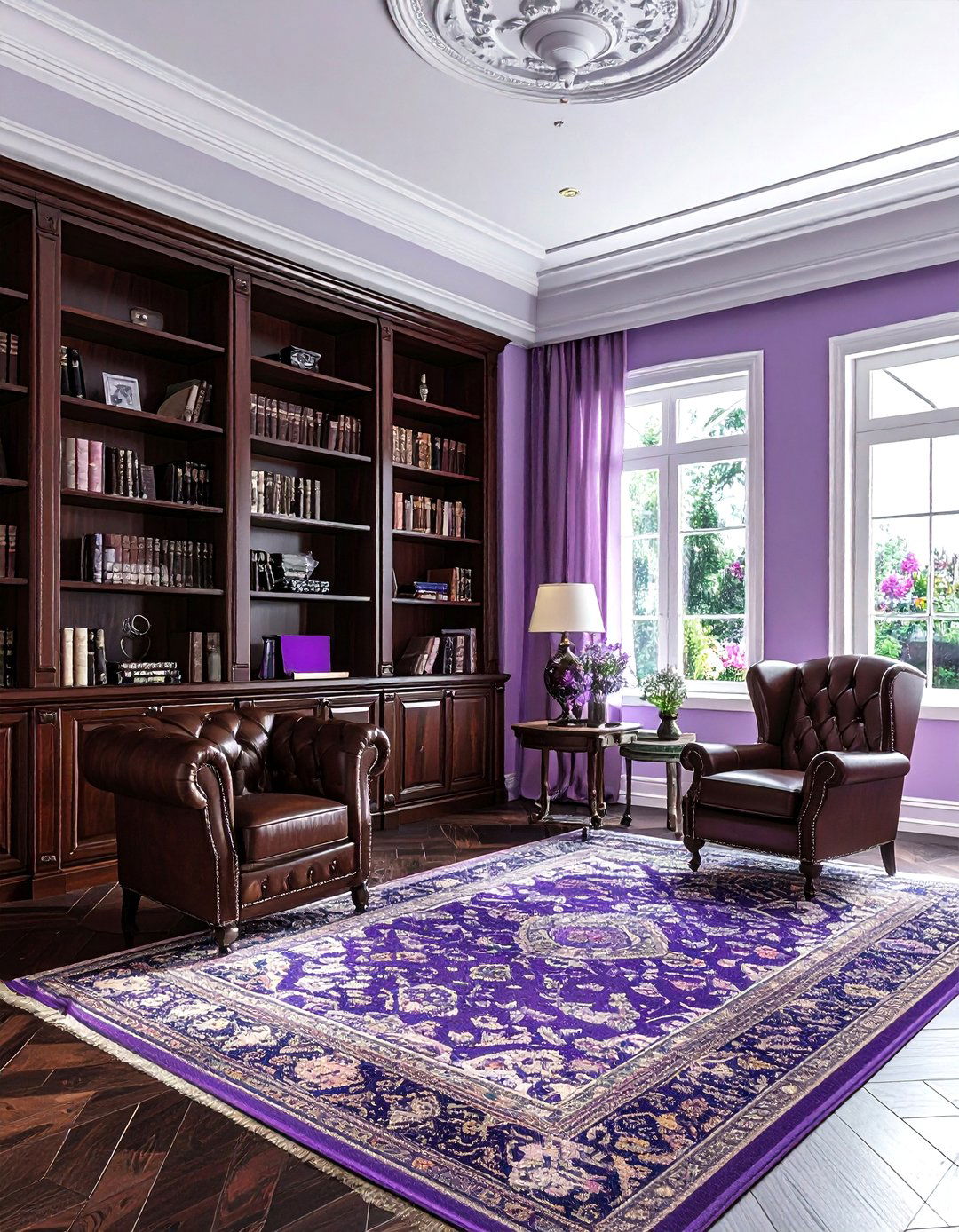Lavender and dark wood living room - 30 lavender living room color schemes