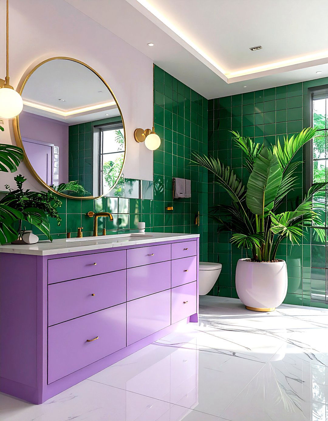 Lavender and emerald green bathroom - 30 lavender bathroom color schemes