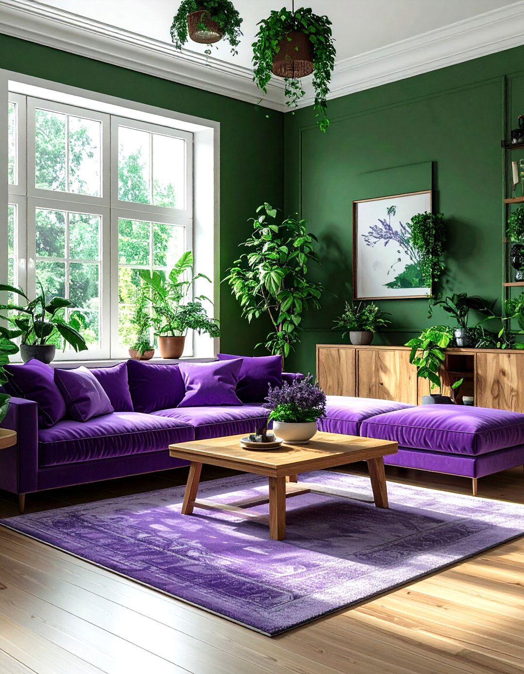 Lavender and forest green living room - 30 lavender living room color schemes