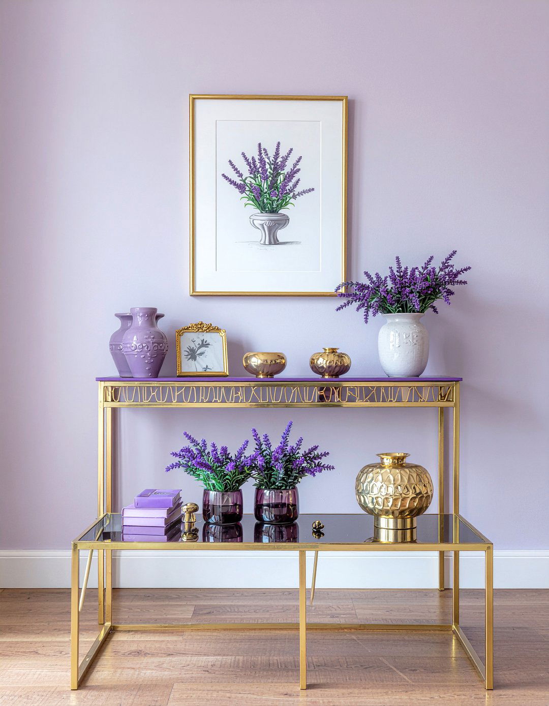 Lavender and gold decor - 30 lavender living room ideas