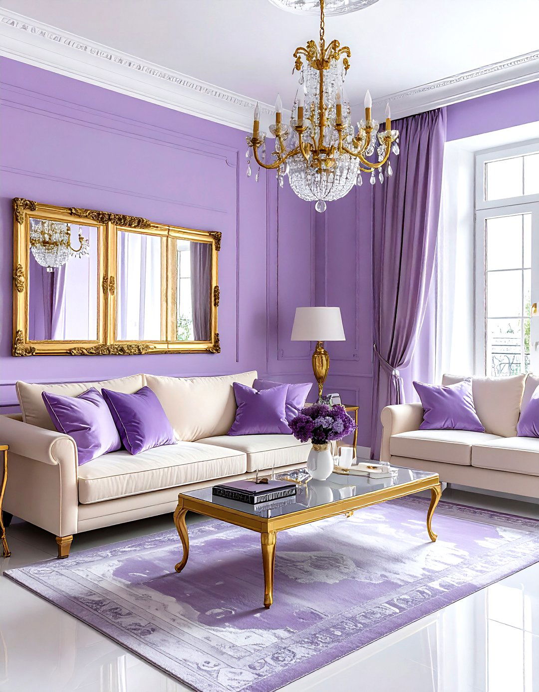Lavender and gold living room - 30 lavender living room color schemes