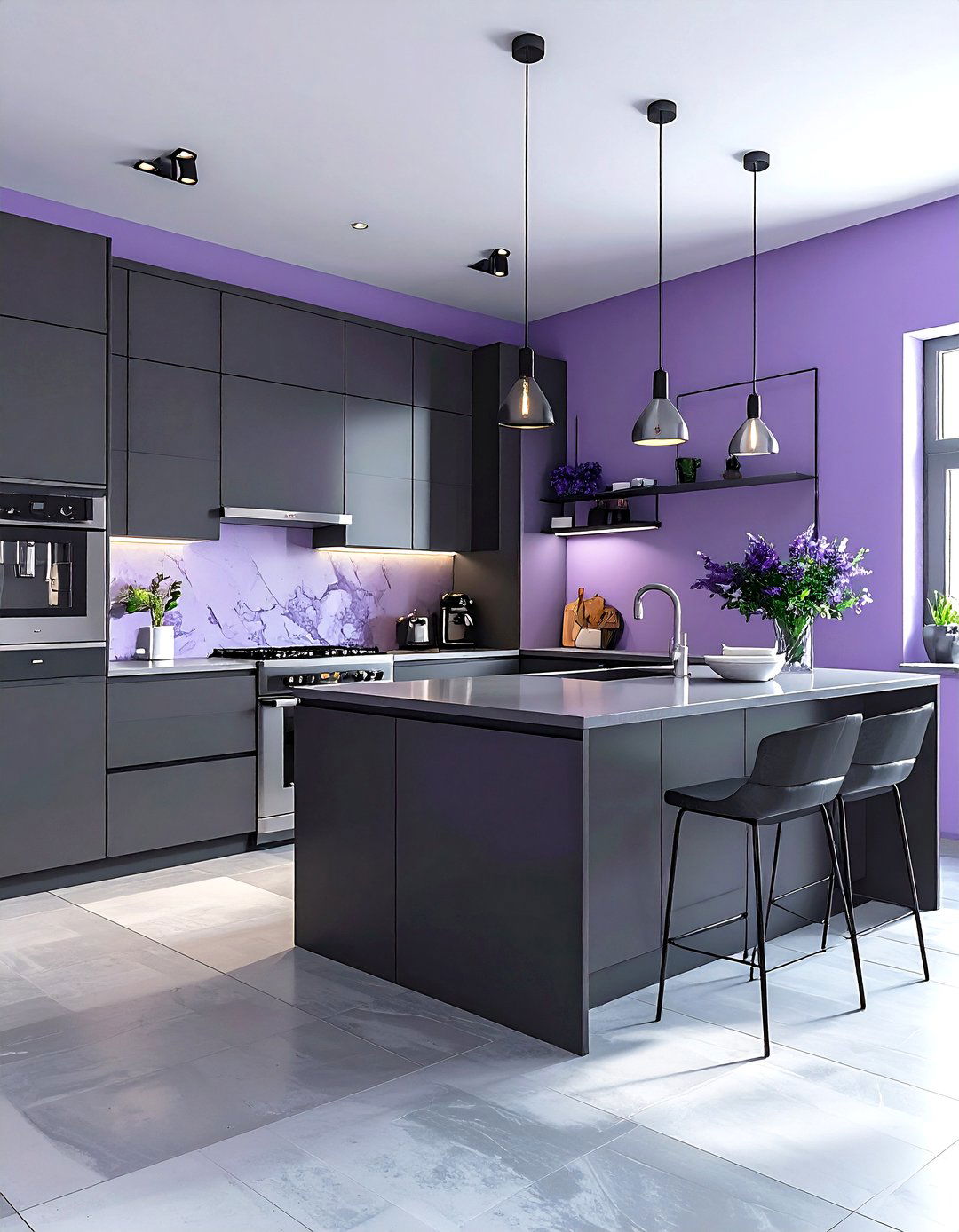 Lavender and gray kitchen walls - 30 lavender kitchen color schemes