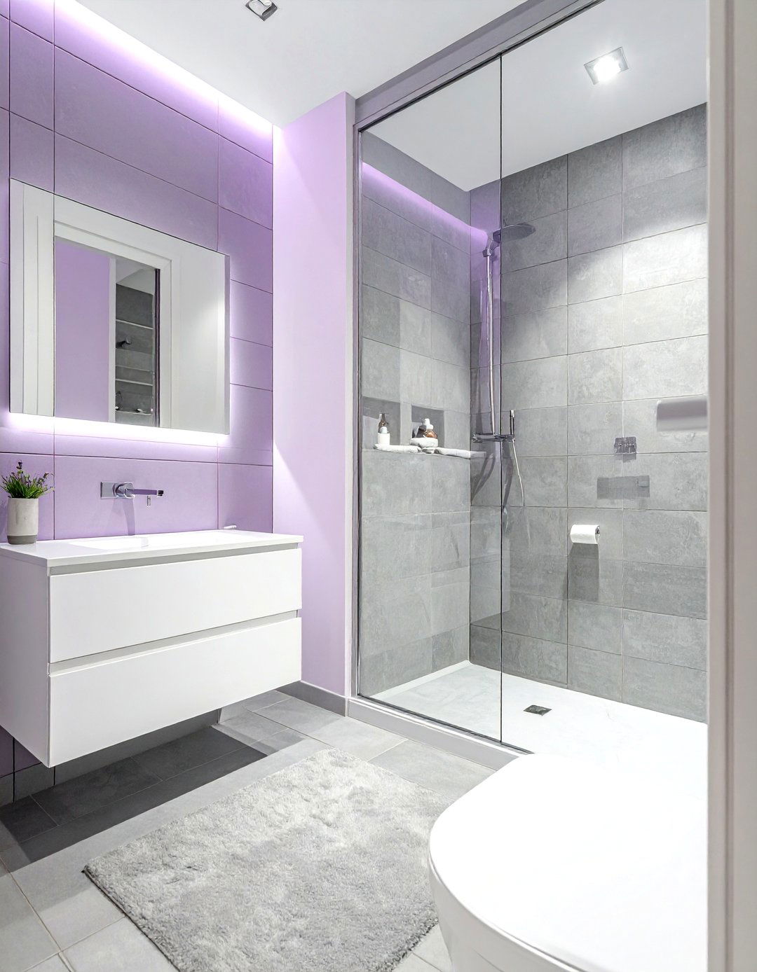 Lavender and grey bathroom - 30 two-tone bathroom ideas