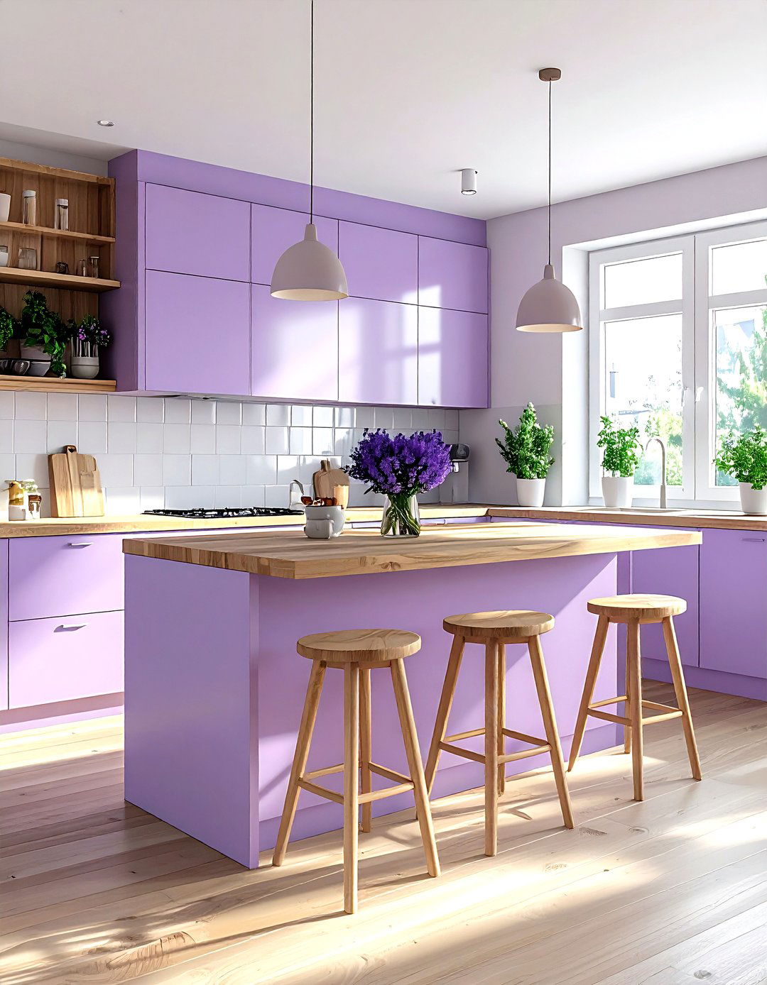 Lavender and light wood kitchen - 30 lavender kitchen color schemes