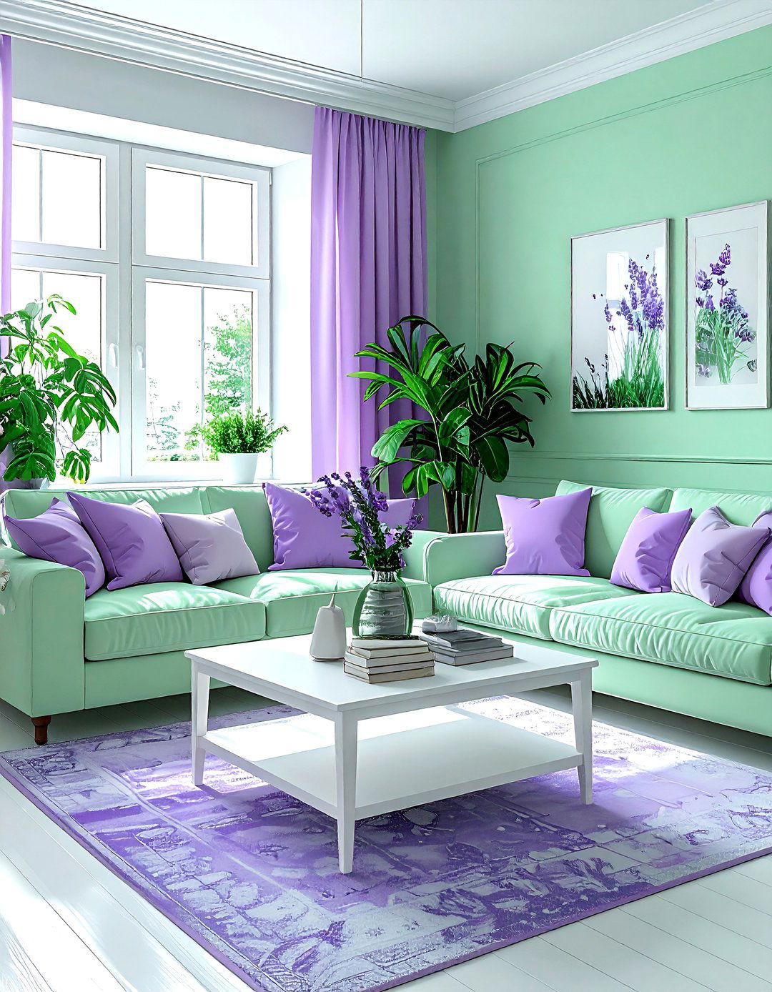 Lavender and mint green living room - 30 lavender living room color schemes