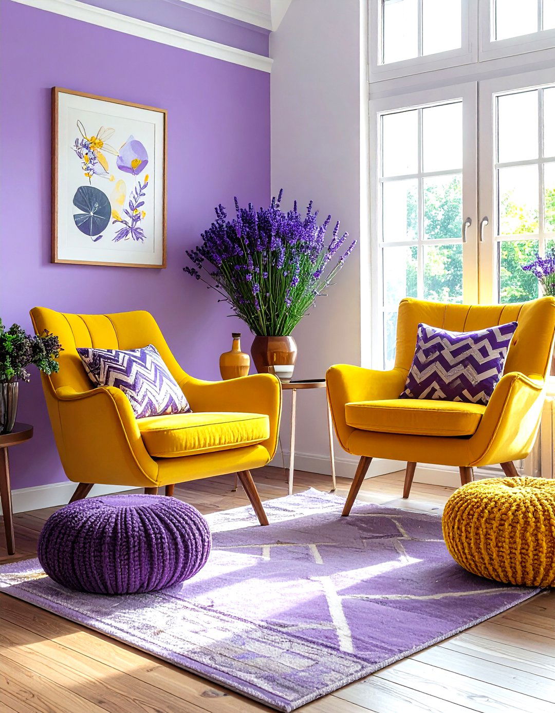 Lavender and mustard yellow living room - 30 lavender living room color schemes