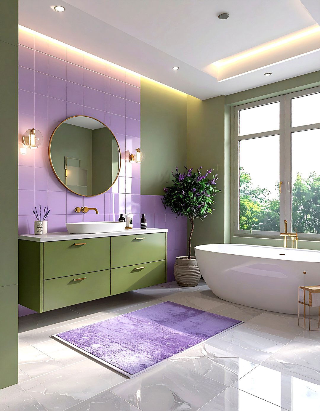 Lavender and olive green bathroom - 30 lavender bathroom color schemes