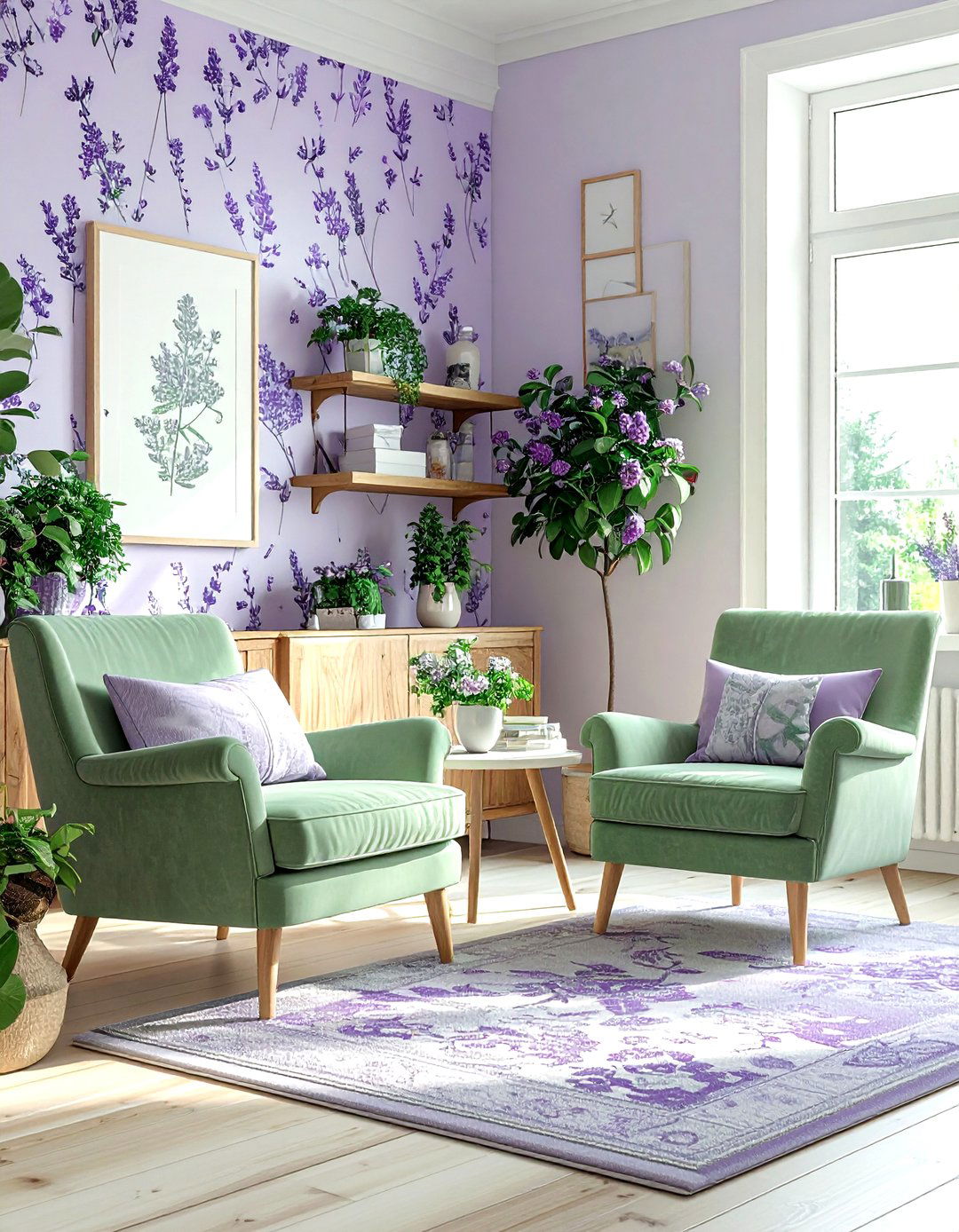 Lavender and sage green living room - 30 lavender living room color schemes