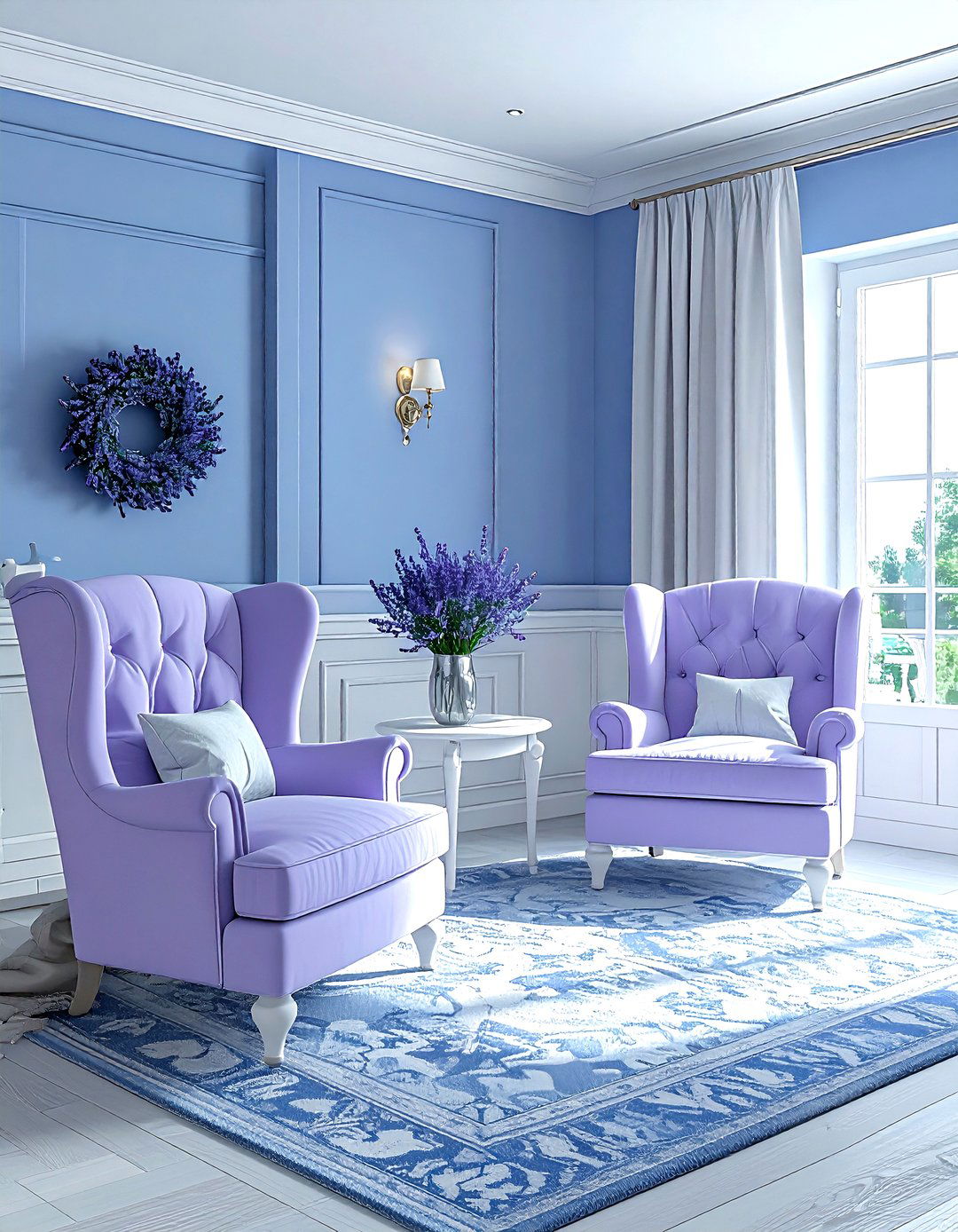 Lavender and sky blue living room - 30 lavender living room color schemes