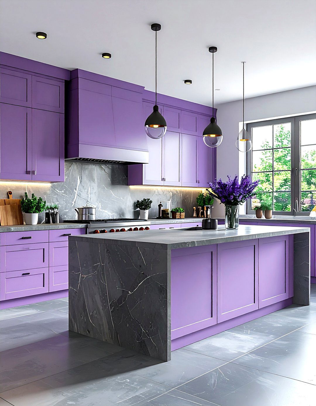 Lavender and slate gray kitchen - 30 lavender kitchen color schemes