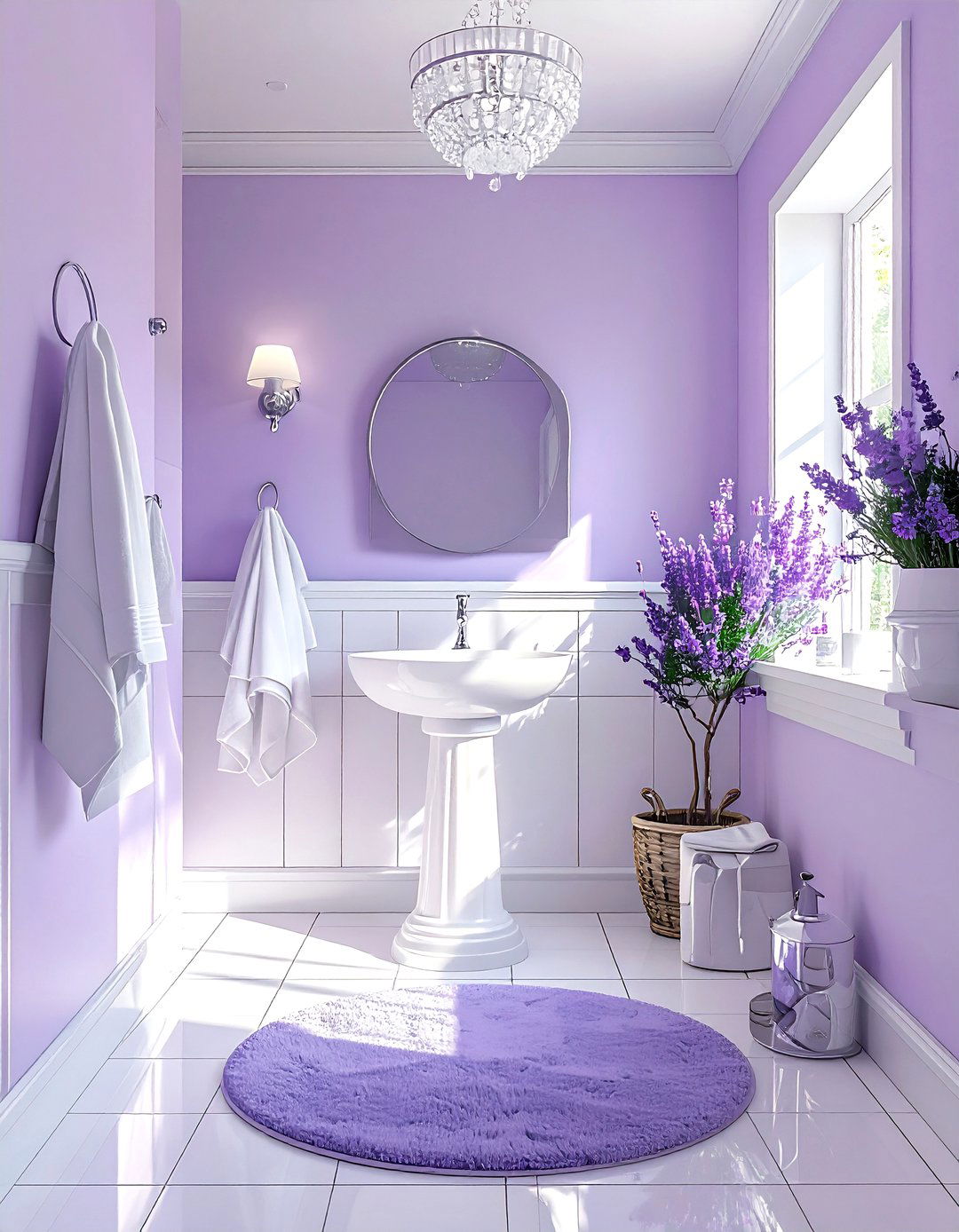 Lavender and white bathroom - 30 purple and white bathroom ideas
