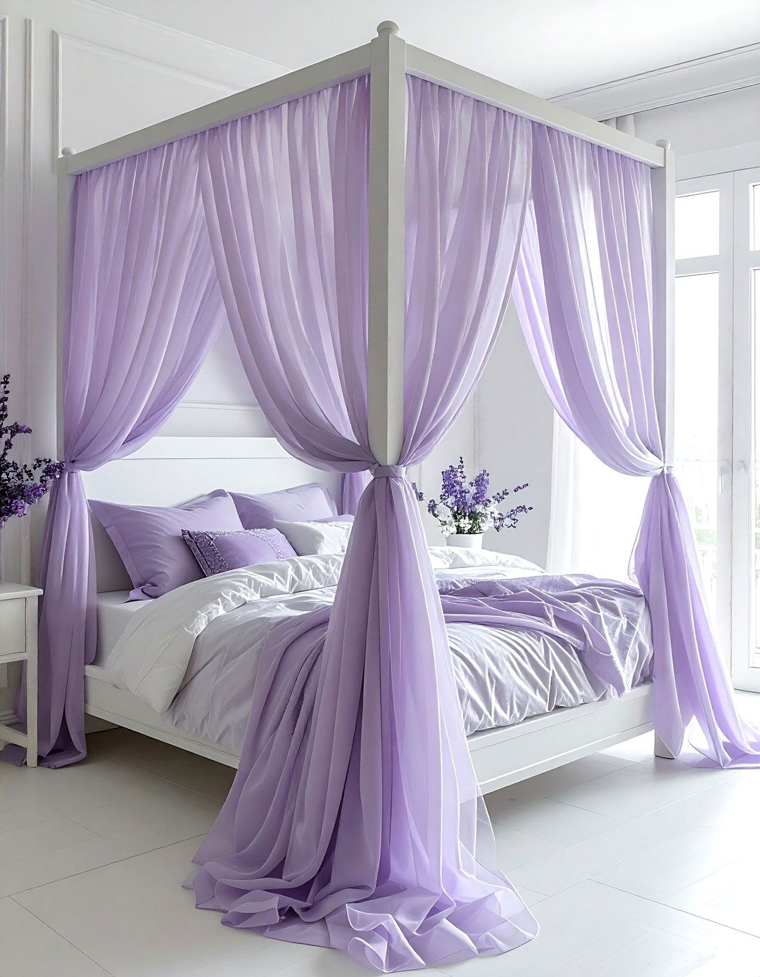Lavender and white canopy bed - 30 lavender and white bedroom ideas