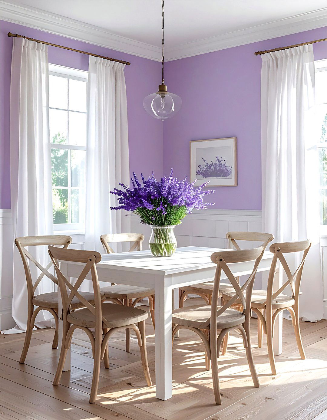 Lavender and white dining room - 30 purple dining room color schemes