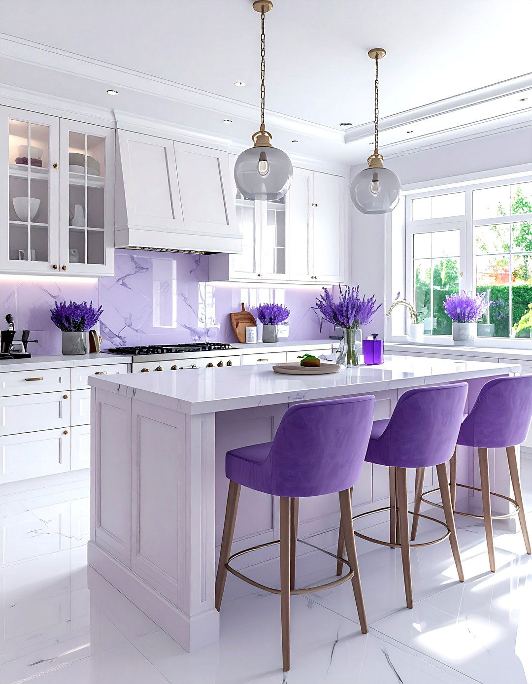 Lavender and white kitchen - 30 purple kitchen color schemes