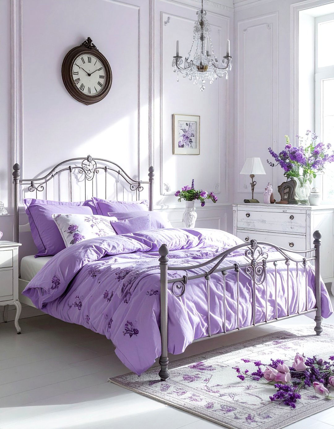 Lavender and white vintage bedroom - 30 purple and white bedroom ideas