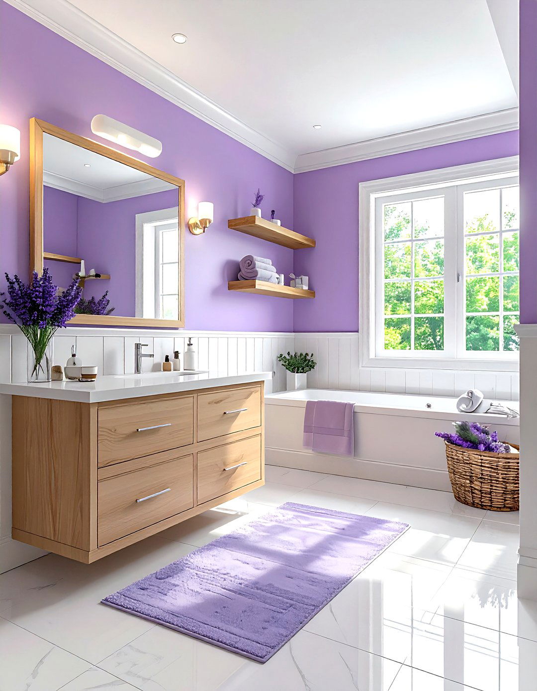Lavender and wood bathroom - 30 lavender bathroom color schemes