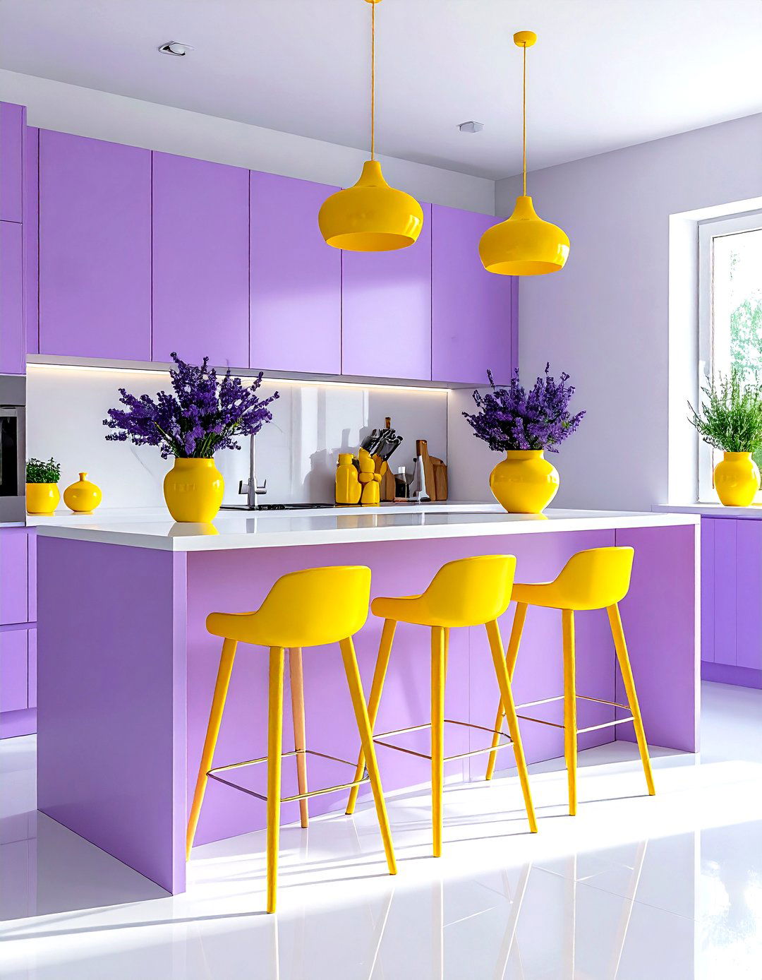 Lavender and yellow kitchen accents - 30 lavender kitchen color schemes