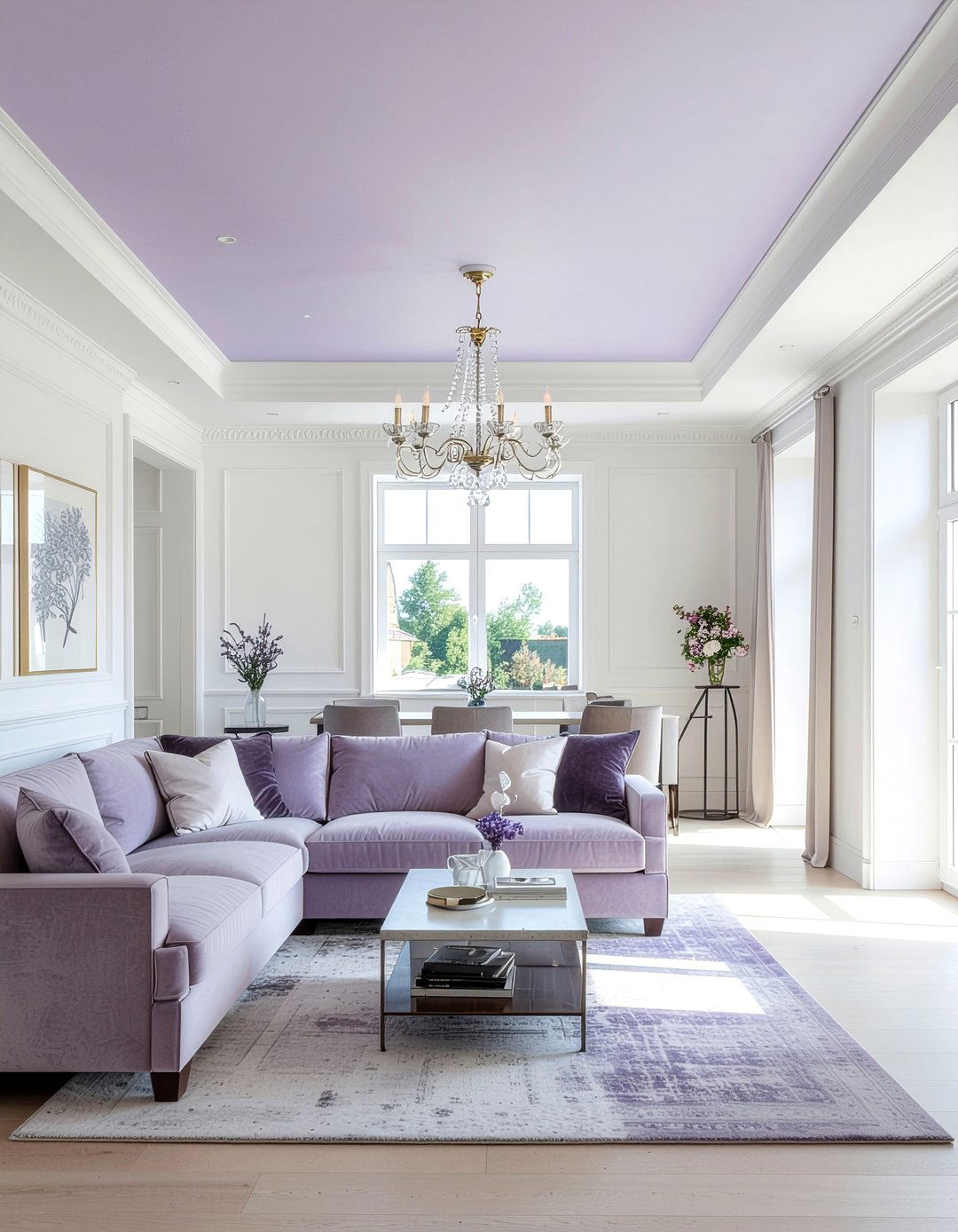 Lavender ceiling paint - 30 lavender living room ideas