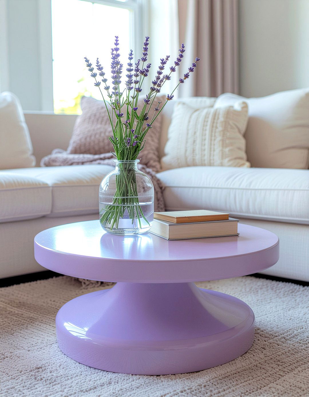 Lavender coffee table - 30 lavender living room ideas