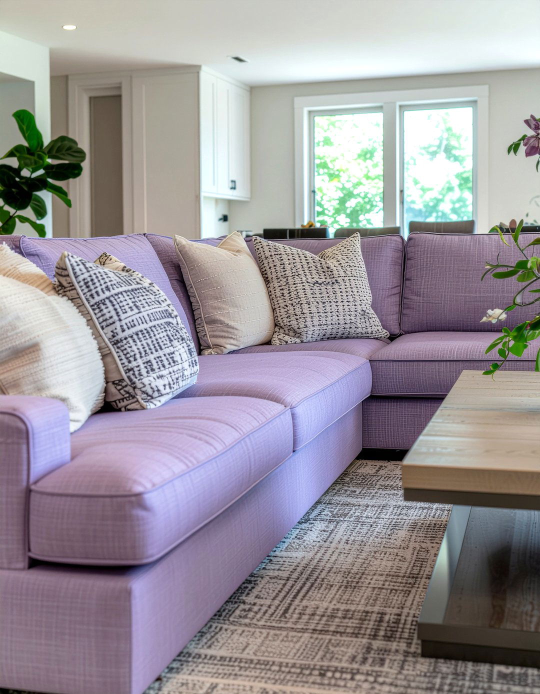 Lavender corner sofa - 30 lavender living room ideas