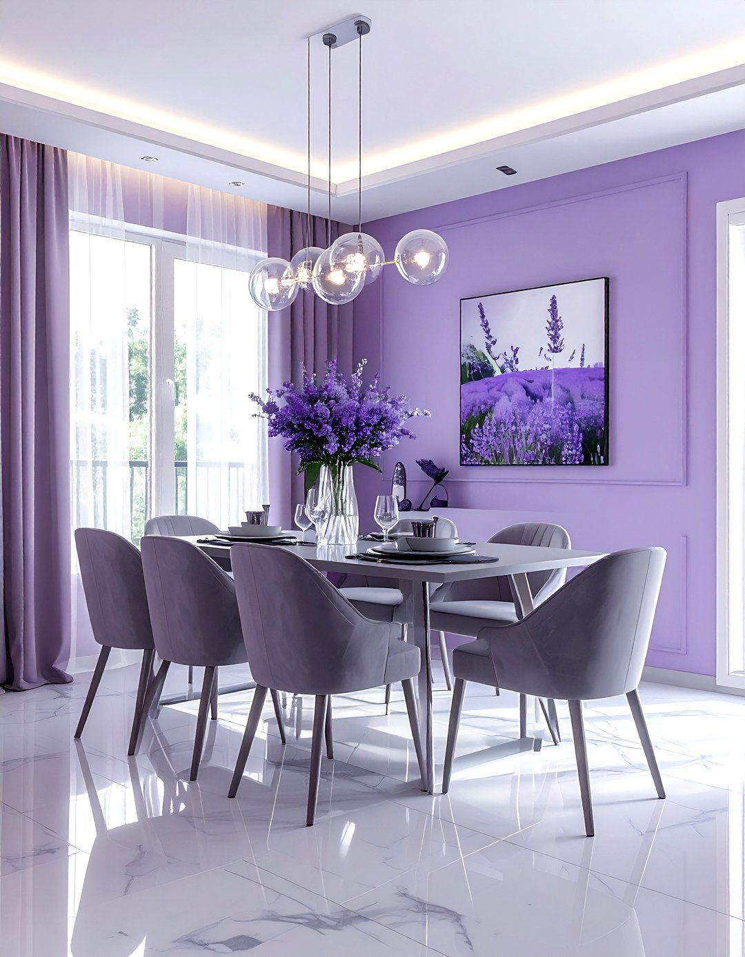 Lavender dining room walls - 30 colorful dining room ideas