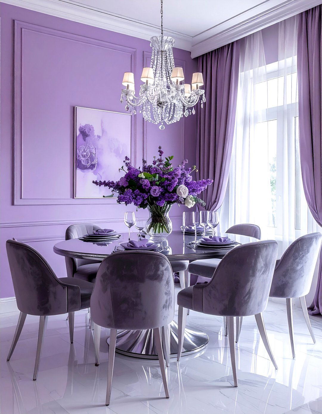 Lavender dining room - 30 dining room accent color ideas