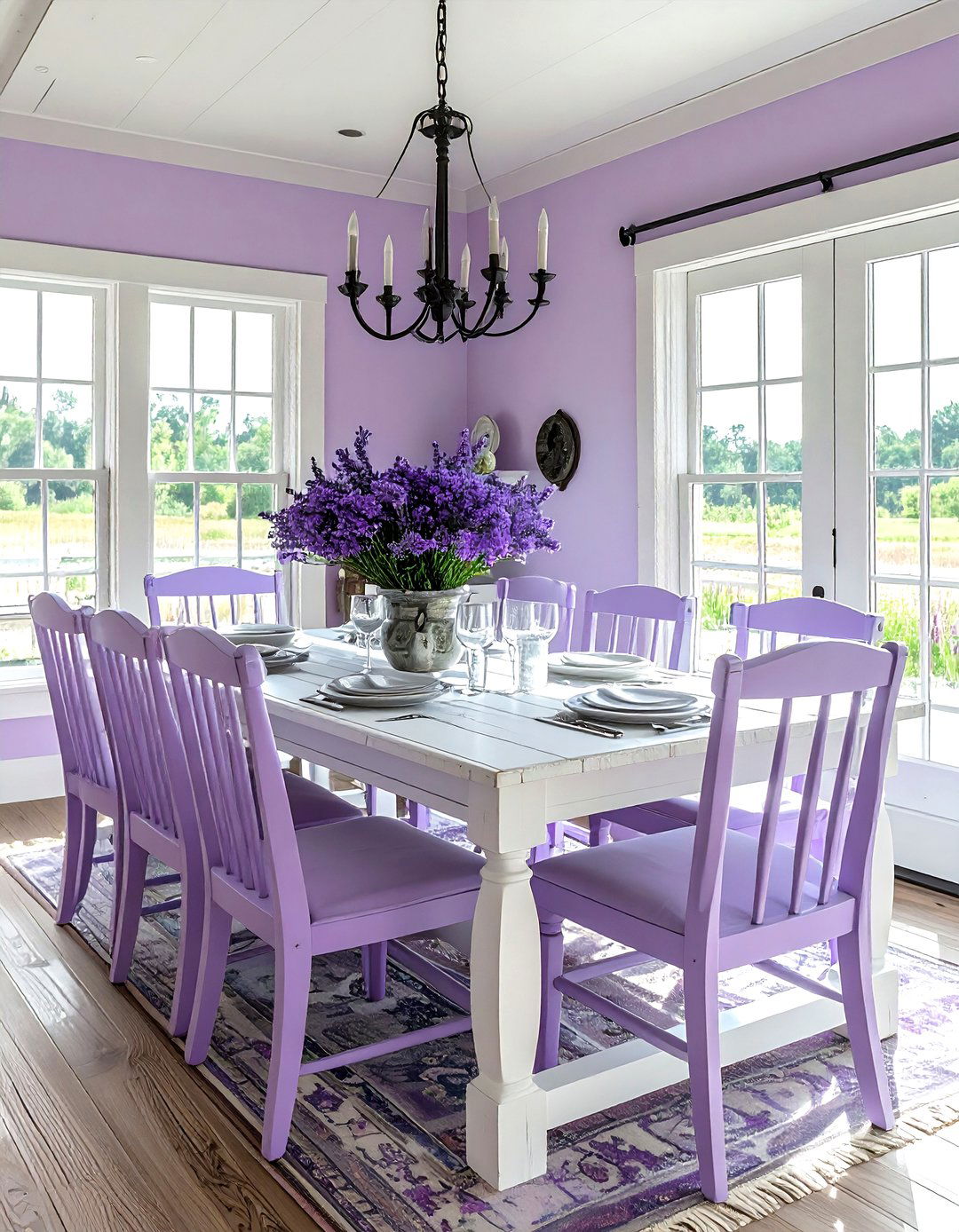 Lavender farmhouse dining room - 30 lavender and white dining room ideas
